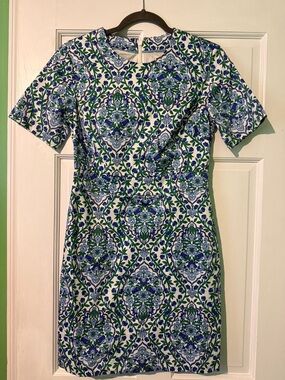 Boden Blue and Green Floral Mini Dress